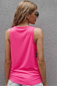 Neon Pink Leopard Print Color-block Sleeveless Top