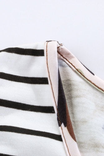 •Pink Camo/white/black stripe tank top  •Round neckline  •Relaxed fit  •Rounded hem  •Tunic length  •Pink Camo contrast trim and pocket   