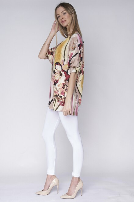 Beige Blush Floral Half Sleeve Tunic