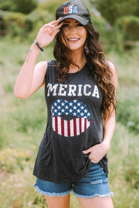 ’Merica Flag Lips Cut Out Back Sleeveless Top