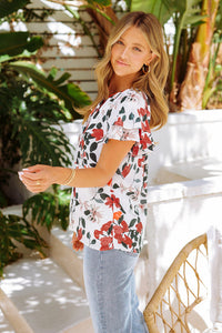 Sienna Floral Button Up Short Sleeve Blouse