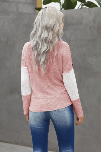 Pink Color Block Leopard Tie Top