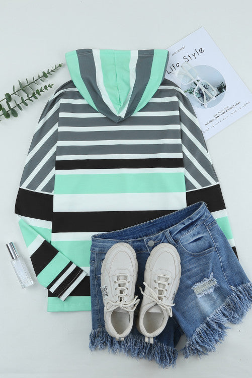 Mint Black Striped Lightweight Hoodie