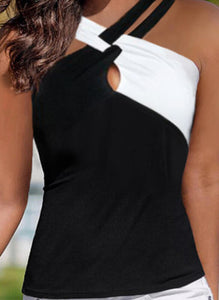 Black & White Twisted Strappy Neckline Halter Top