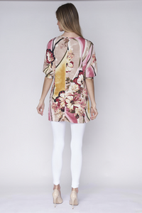 Beige Blush Floral Half Sleeve Tunic