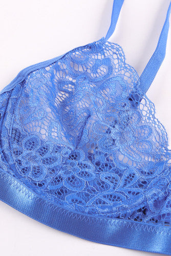 Sky Blue Romantic Night Lace Bralette Lingerie Set