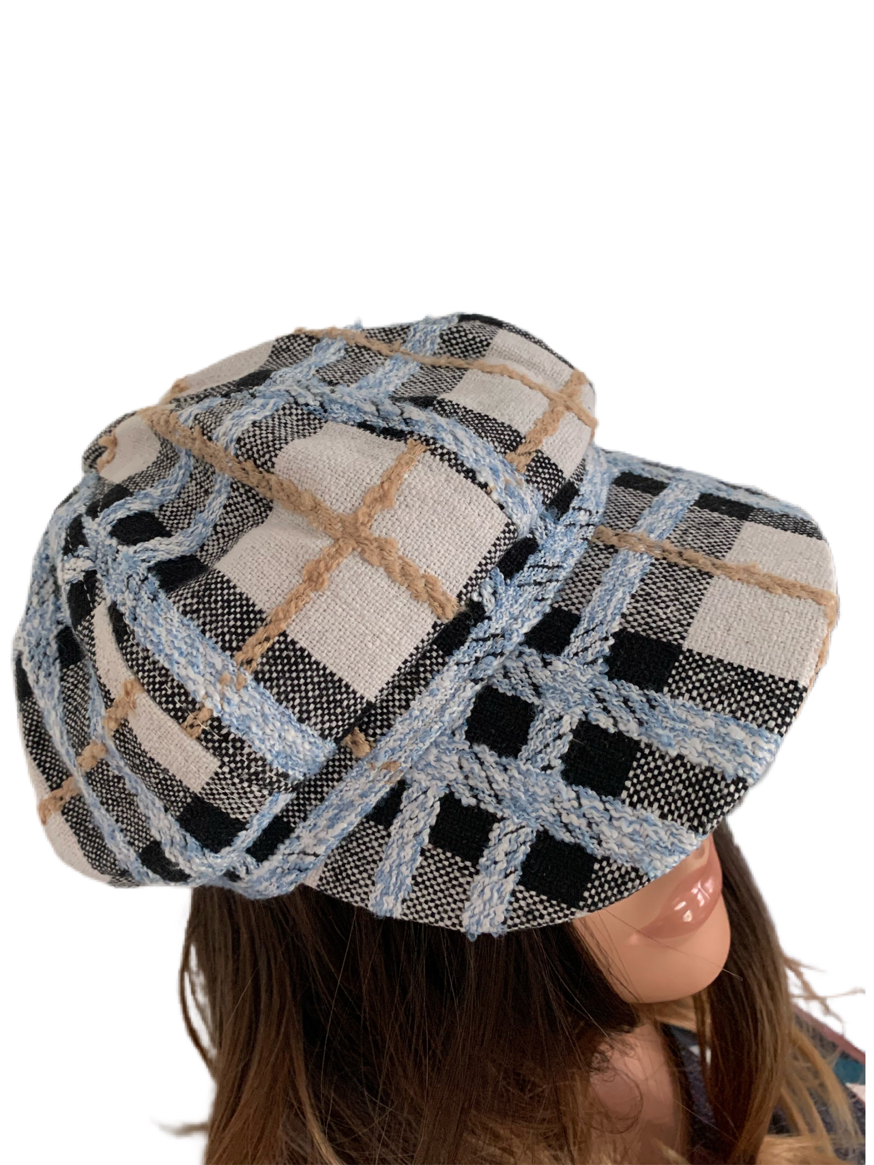 Blue Plaid Glam Hat