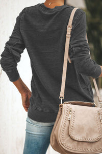 Charcoal “Day Drinking” Long Sleeve Cotton Knit Tee