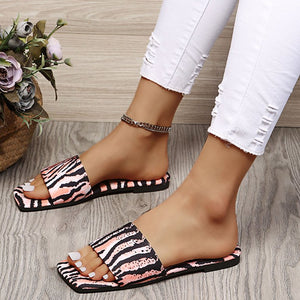 Pink Zebra Stripe Silky Soft Sandals