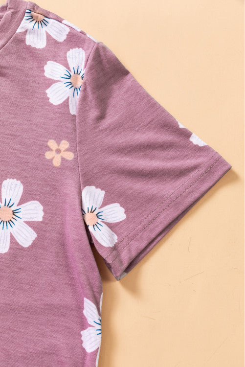 Rosy Pink Daisy Print T-shirt