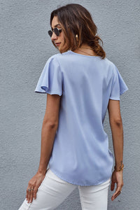 Periwinkle Flutter Sleeve Blouse-Final sale!
