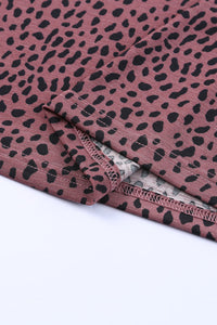 Maroon Cheetah Print Silky Knit Short Sleeve Tee