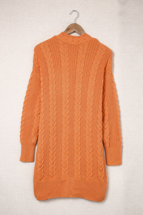 Pumpkin Orange Cable Knit Cardigan