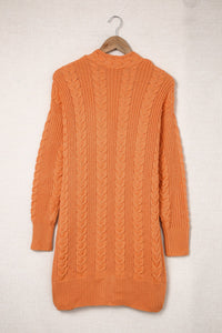 Orange Cable Knit Cardigan