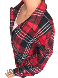 Classic Red Plaid Curvy Size Shacket