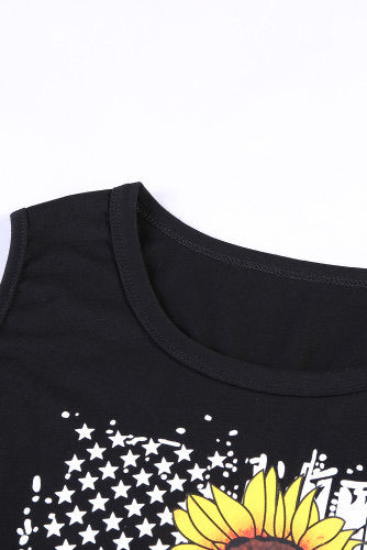 Sunflower On Black and White Flag Tank