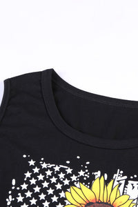 Sunflower On Black and White Flag Tank