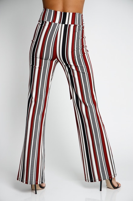 Burgundy and 2025 white striped pants