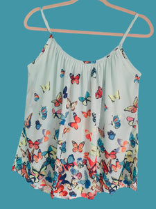 Hint of Green Butterfly Strappy Tank