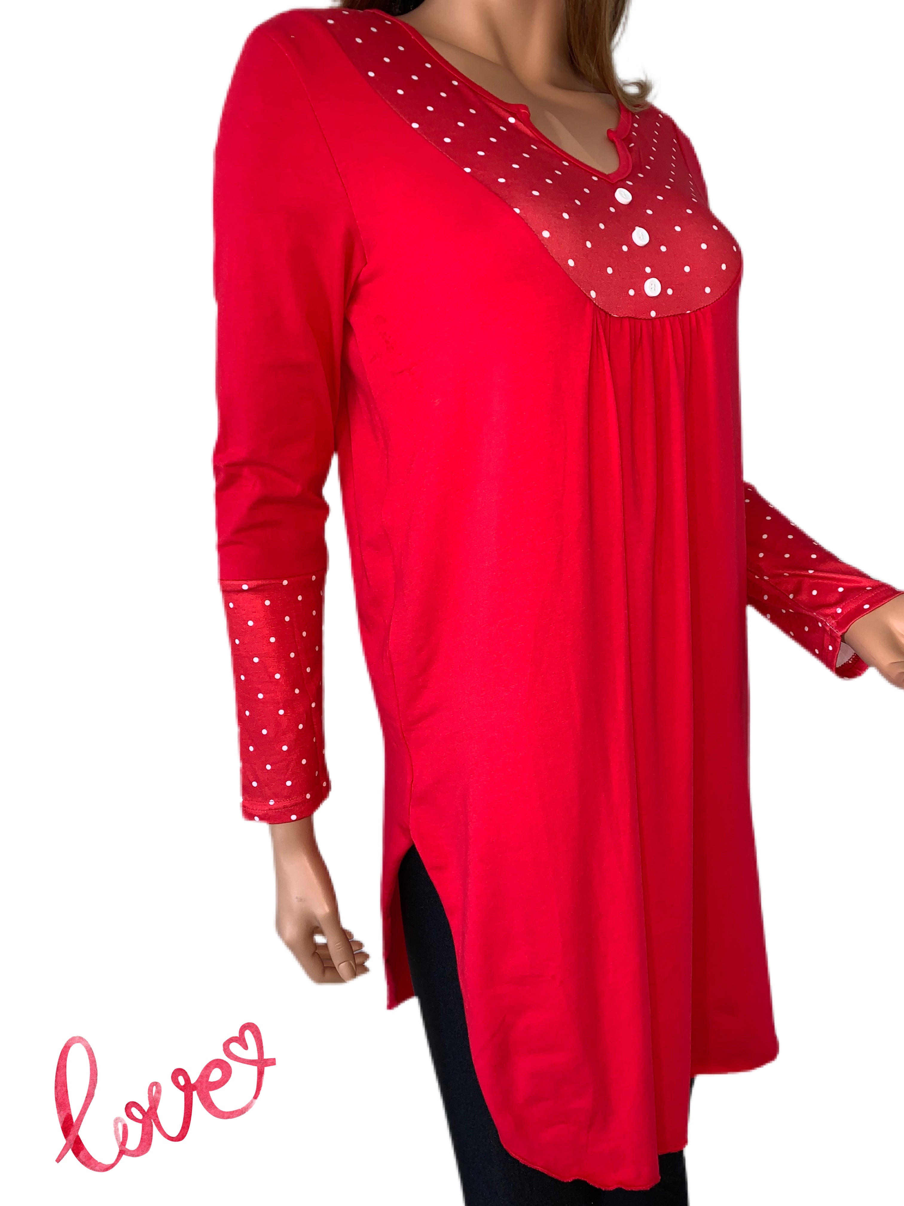 Red Polka Dot Accented Tunic