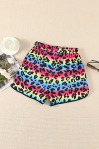 Rainbow Colored Leopard Print Pocketed Shorts