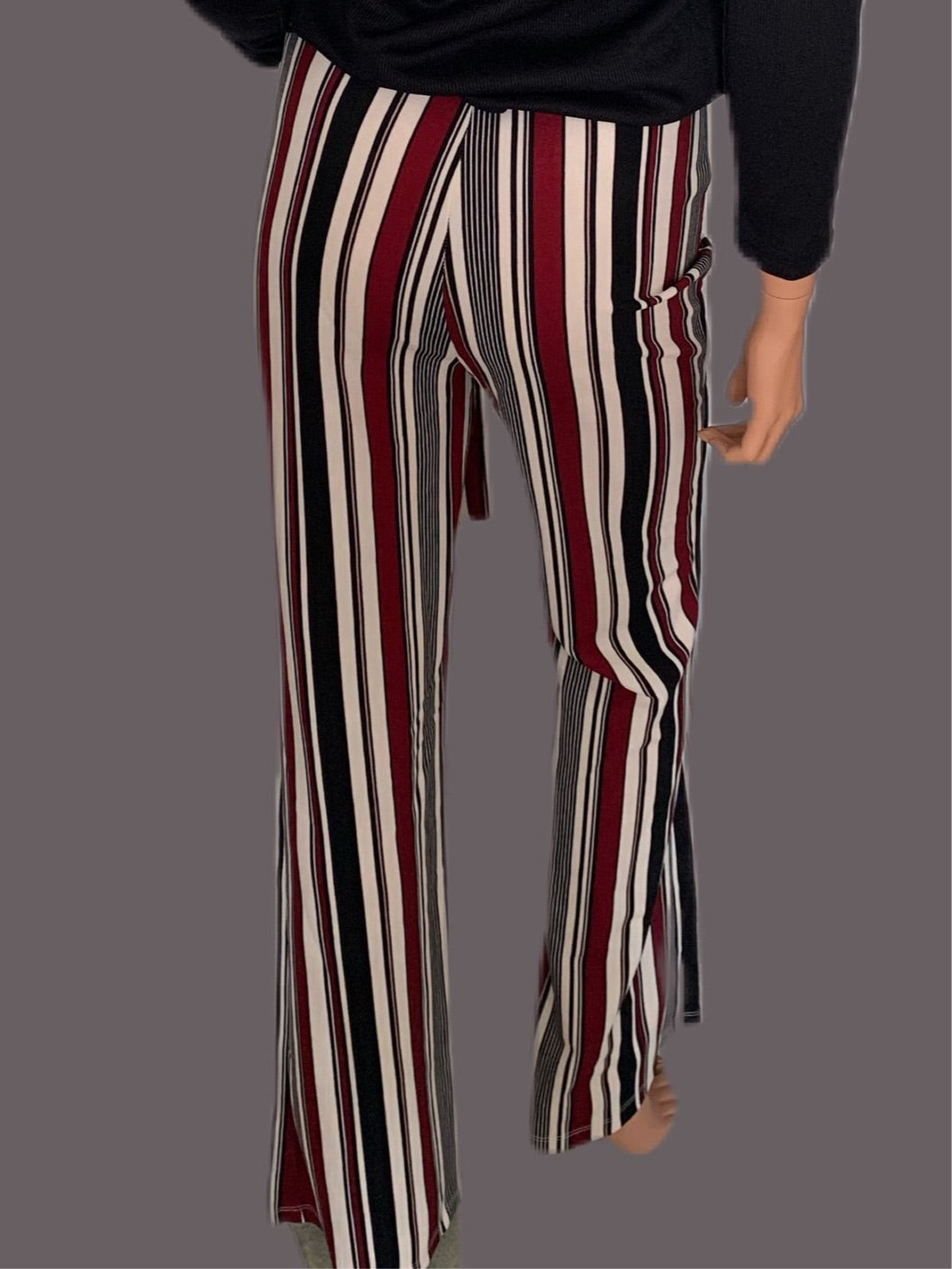 Burgundy Striped Dress Pants