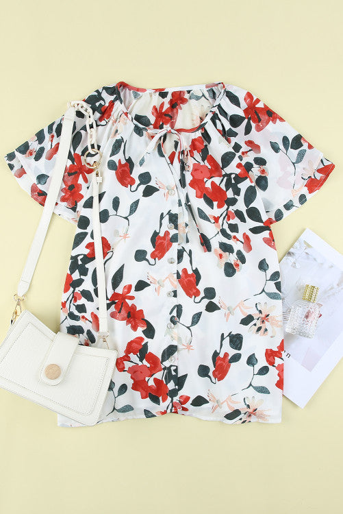 Sienna Floral Button Up Short Sleeve Blouse