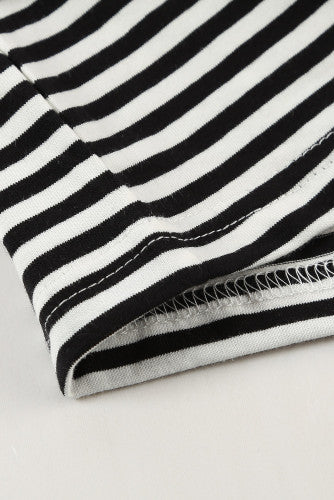 Peach and Black Striped Colorblock Thermal Top