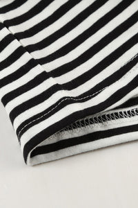 Peach and Black Striped Colorblock Thermal Top