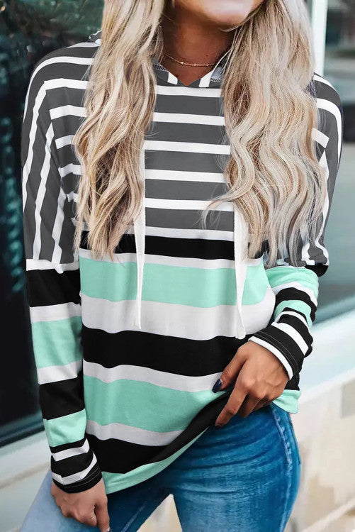 Mint Black Striped Lightweight Hoodie