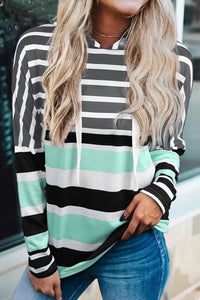 Mint Black Striped Lightweight Hoodie