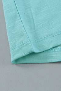 Mint Green Lace Trim V-Neck Cap Sleeve Tee