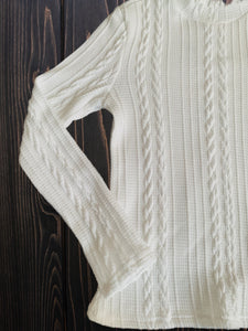 Girls Bright White Cable Knit Sweater
