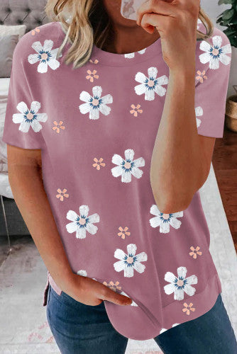 Rosy Pink Daisy Print T-shirt