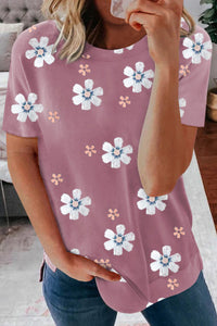 Rosy Pink Daisy Print T-shirt