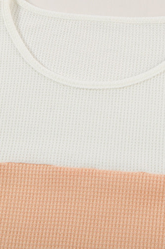 Peach and Black Striped Colorblock Thermal Top