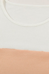 Peach and Black Striped Colorblock Thermal Top