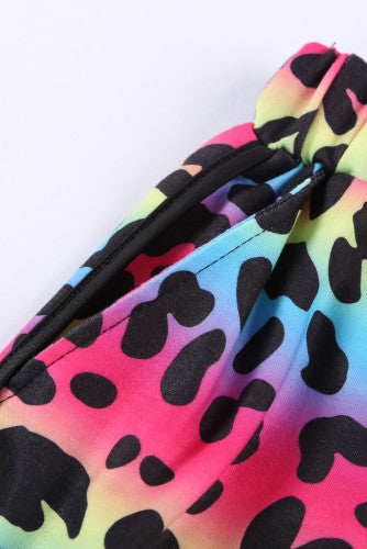Rainbow Colored Leopard Print Pocketed Shorts