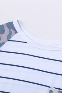 White Black Striped Camo Pocket Tee