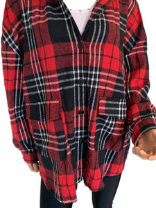 Classic Red Plaid Curvy Size Shacket