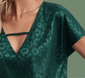 Emerald Leopard Print Silky Top