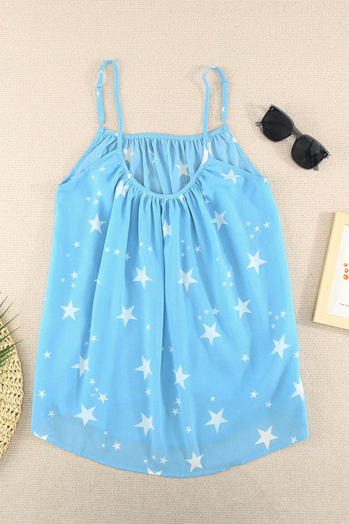 Stars In The Blue Sky Spaghetti Strap Tank Top