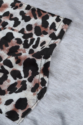 Gray Leopard Print Gradient Hoodie