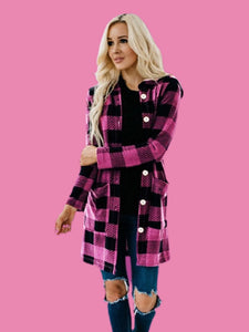 Fuchsia Pink Plaid Long Shacket