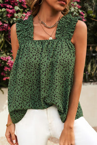 Green Mini Floral Smocked Flowy Tank