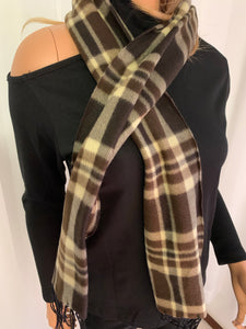 Brown Plaid Lightweight Fleece Scarf