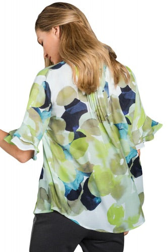 Spring Green Flounced Short Sleeve Blouse