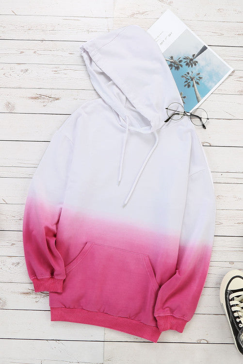White and Pink Gradient Hoodie