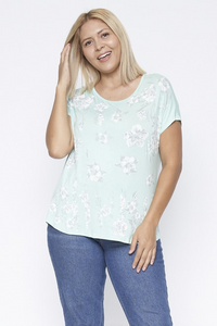 Mint Floral Knit Curvy Size Top