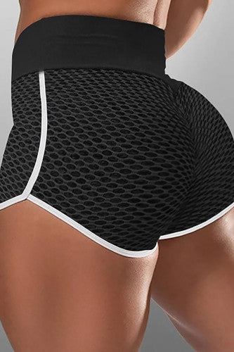 Black High Waist Contrast Stripe Lift Shorts